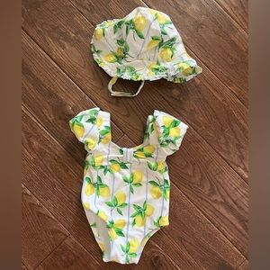 LIKE NEW Janie & Jack swimsuit and matching sun hat